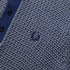 Fred Perry TWO COLOUR TEXTURE KNIT HENLEY -Clothing Shop FREDPERRYTWOCOLOURTEXTUREKNITHENLEYFRENCHNAVYSK4800 3
